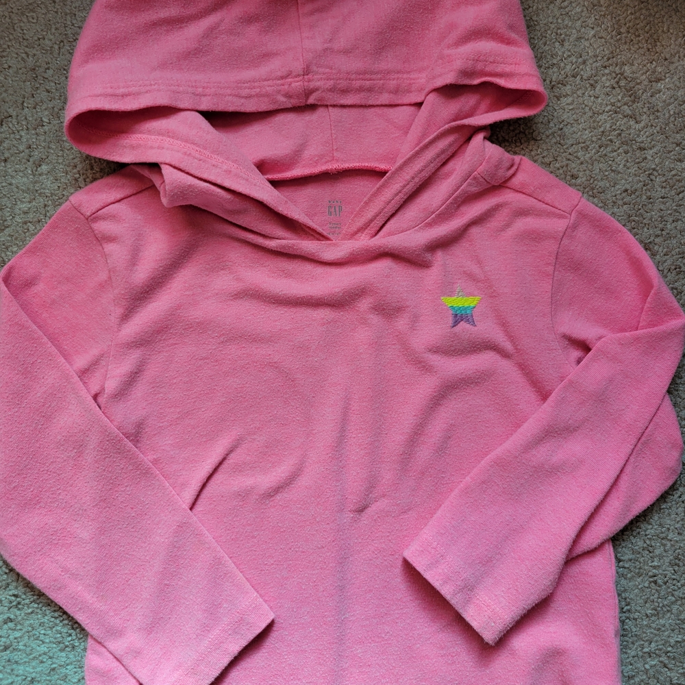 Pink Hooded Sweatshirt with Star Embroidery